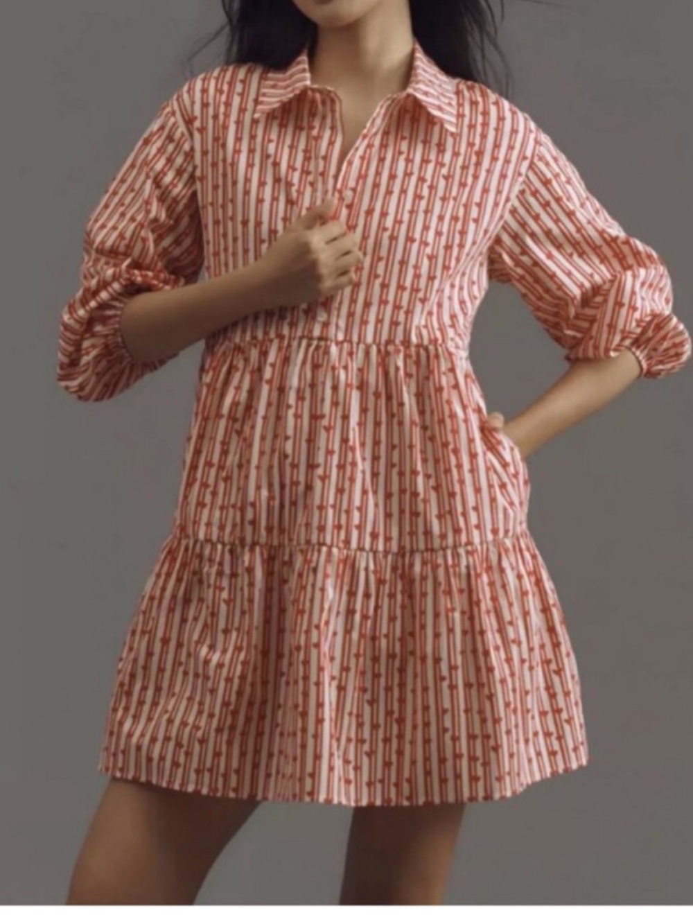 Anthropologie red heart print dress
